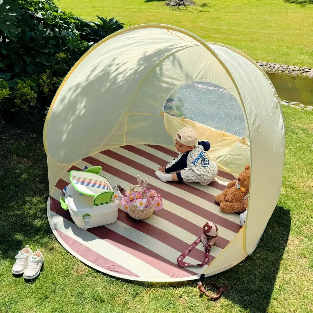 Automatic Quick‑Open Parent‑Child Tent, Kids Play Tent with Beach Picnic Mat for Indoor Outdoor Camping Use