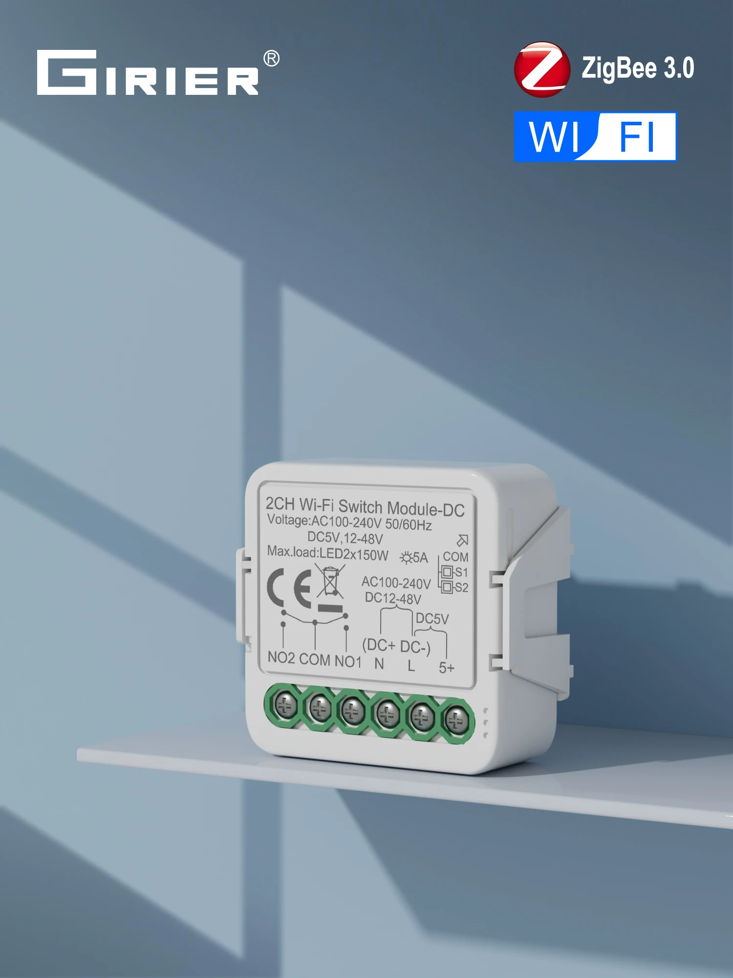 GIRIER Tuya Smart Switch Modul ZigBee/WiFi Trockenkontaktmodul unterstützt DC5V 12-48V AC100-24V Eingang Unterstützung Timing Control Alexa