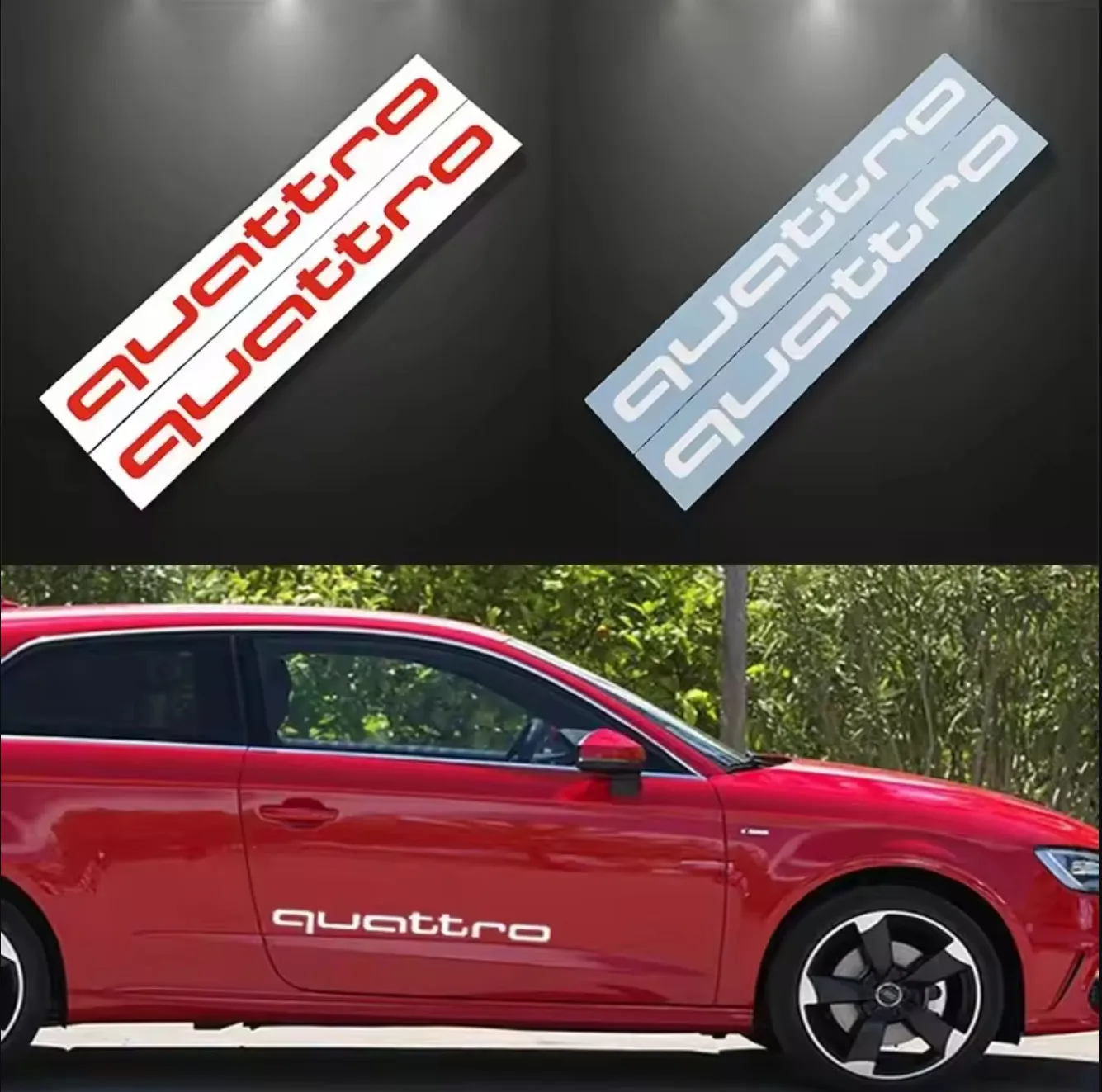 

39cm 15.2inch 2PCS Reflective Car Sticker Stylish Decal for Audi Quattro Lettering Vehicle Accessories Waterproof