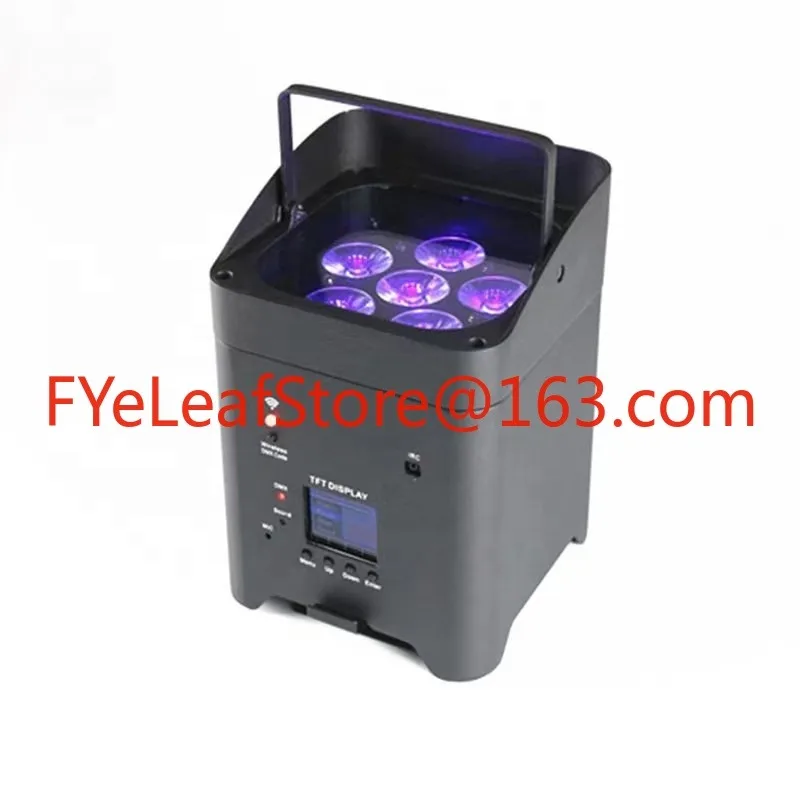 Wedding Rechargeable DMX Wireless Battery Powered 6in1 RGBWAUV 6*18w LED Flat Par Light with IR Controller