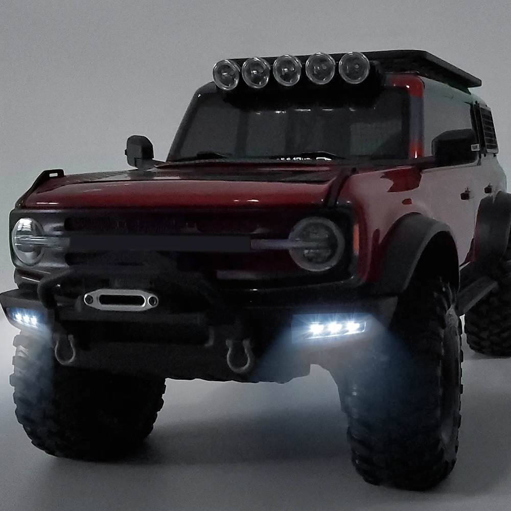 AXSPEED TRX4 Front Bumper Side Lights Spotlight LED Lamp Bar for 1/10 RC Crawler Car TRX-4 Bronco Upgrade Parts