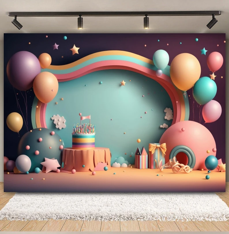 Balloon Rainbow Newborn Baby 1st Birthday Backdrop Girls First Birthday Party Sweet One Baby Shower Photography Background Props