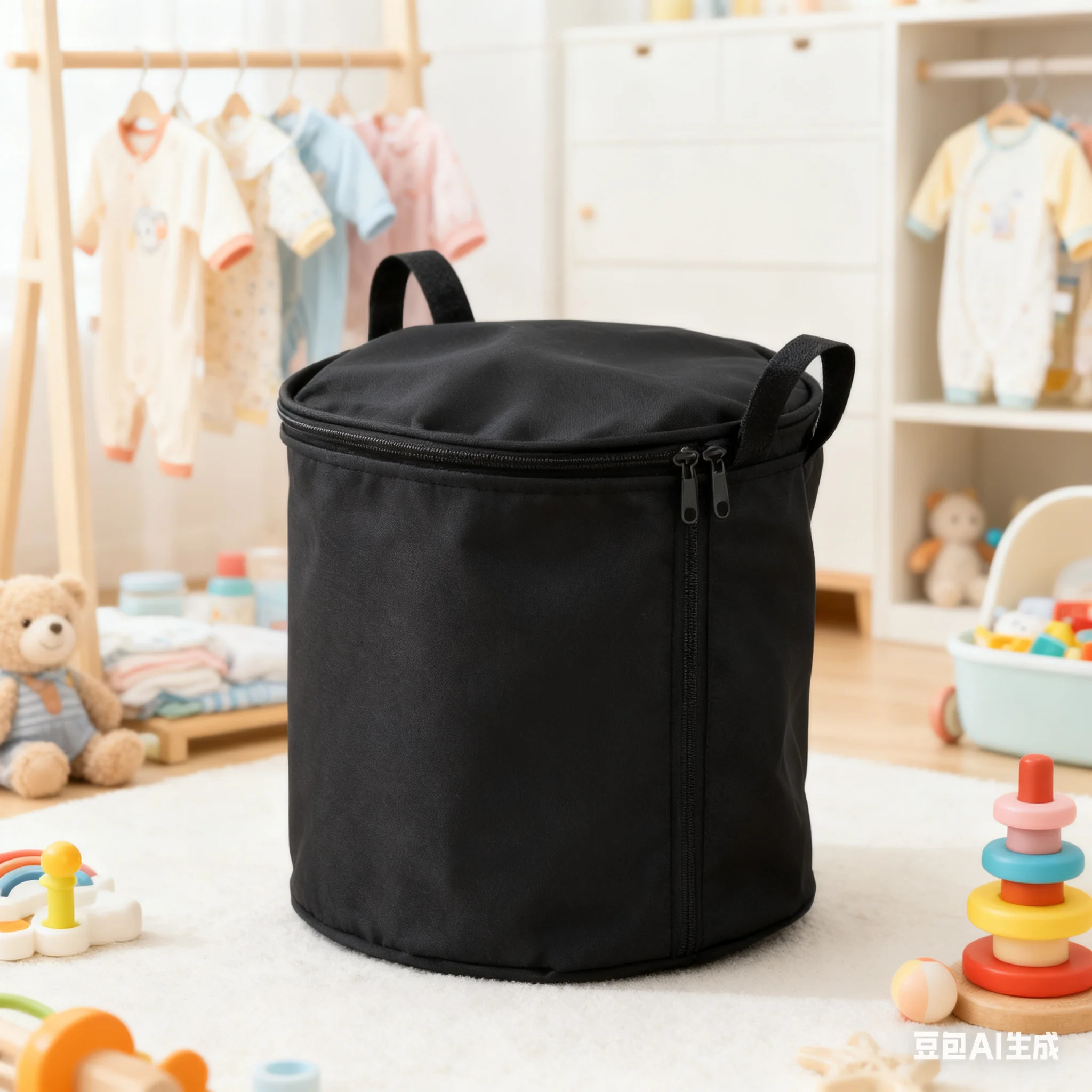

QX2D Baby Stroller Bag Portable Hanging Storage with Lid and Zipper for Milk Bottle Diaper Bag Tissue Wet Paper