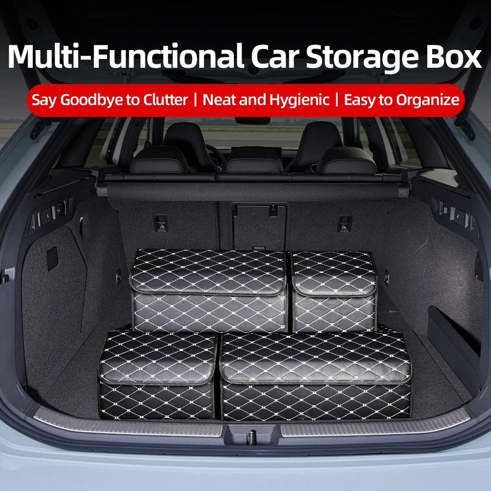 

Car Trunk Storage Box Large Capacity Leather Car Storage Box Waterproof Foldable Cardboard Storage Box Automobile Supplies