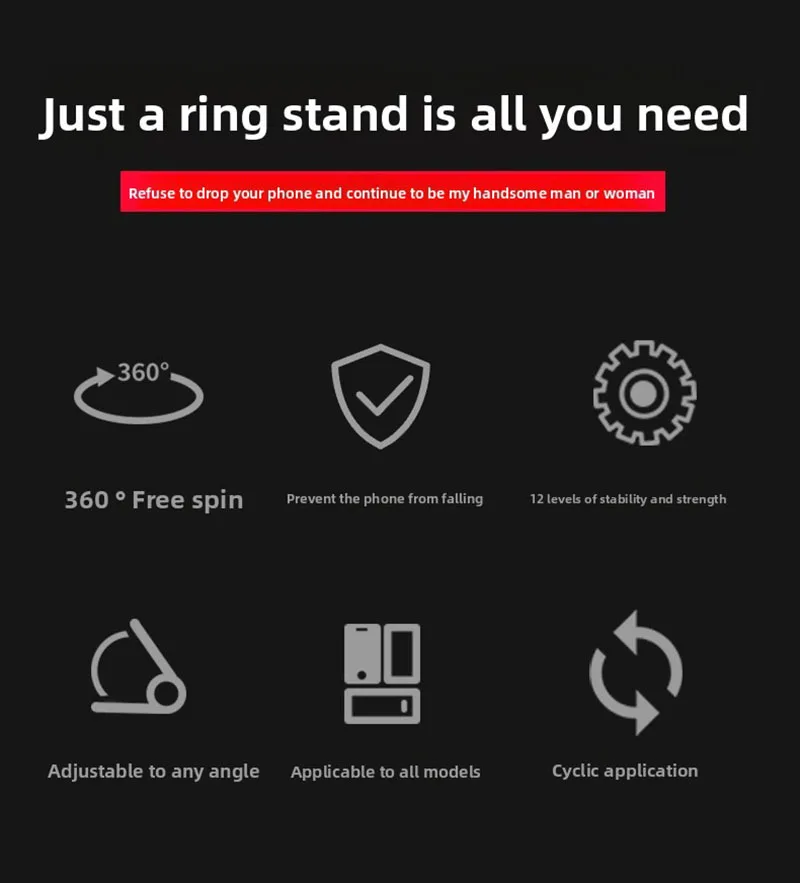 リング型の携帯電話ホルダー、クリエイティブなホルダー、あらゆるブランドやモデルの携帯電話に適しており、車での使用も可能、36