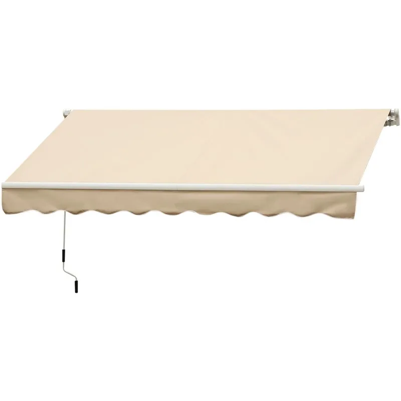 2026 DB For Hot Sale 10' X 8' Retractable Patio Awning Sunshade Shelter Manual Crank Handle UV Water-Resistant Fabric Coated Sai