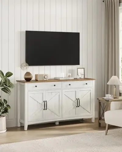 LIRY Collection - Buffet Cabinet, Coffee Bar Cabinet with 2 Ders, Adjustable Shelves, Sideboard Storage with Cable