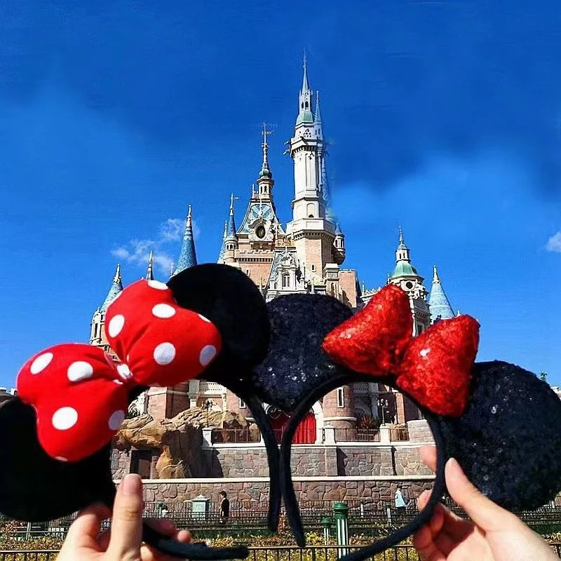 

Disney Mickey Minnie Mouse Ears Headhand Anime Cute Cartoon Girls Cute Cartoon Party Cosplay Hair Accessories Bows Hairband Gift