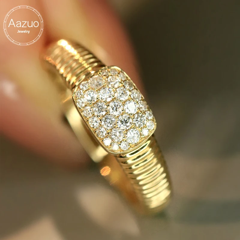 

Aazuo винтажные ювелирные изделия из желтого золота 18 карат с настоящим бриллиантом 0,28 карата модное кольцо подарок для женщин роскошное обручальное кольцо Halo anillos mujer вечерние