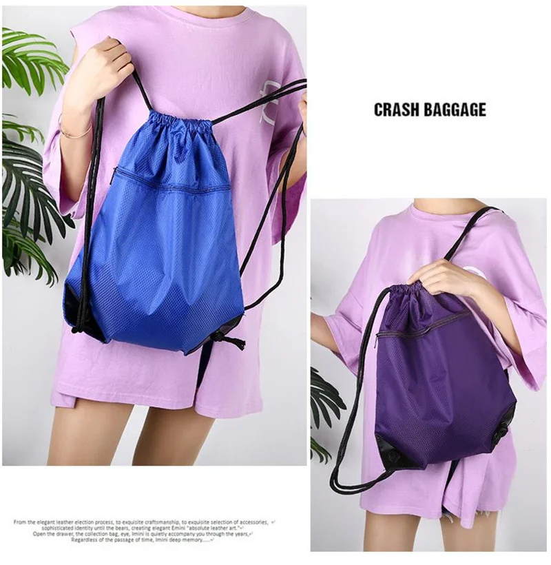 2 pcs Zip lock beach Bag Bundle Pocket Fitness Backpack Drawstring Pocket Hiking Camping Swimming Men Women Sports Bags