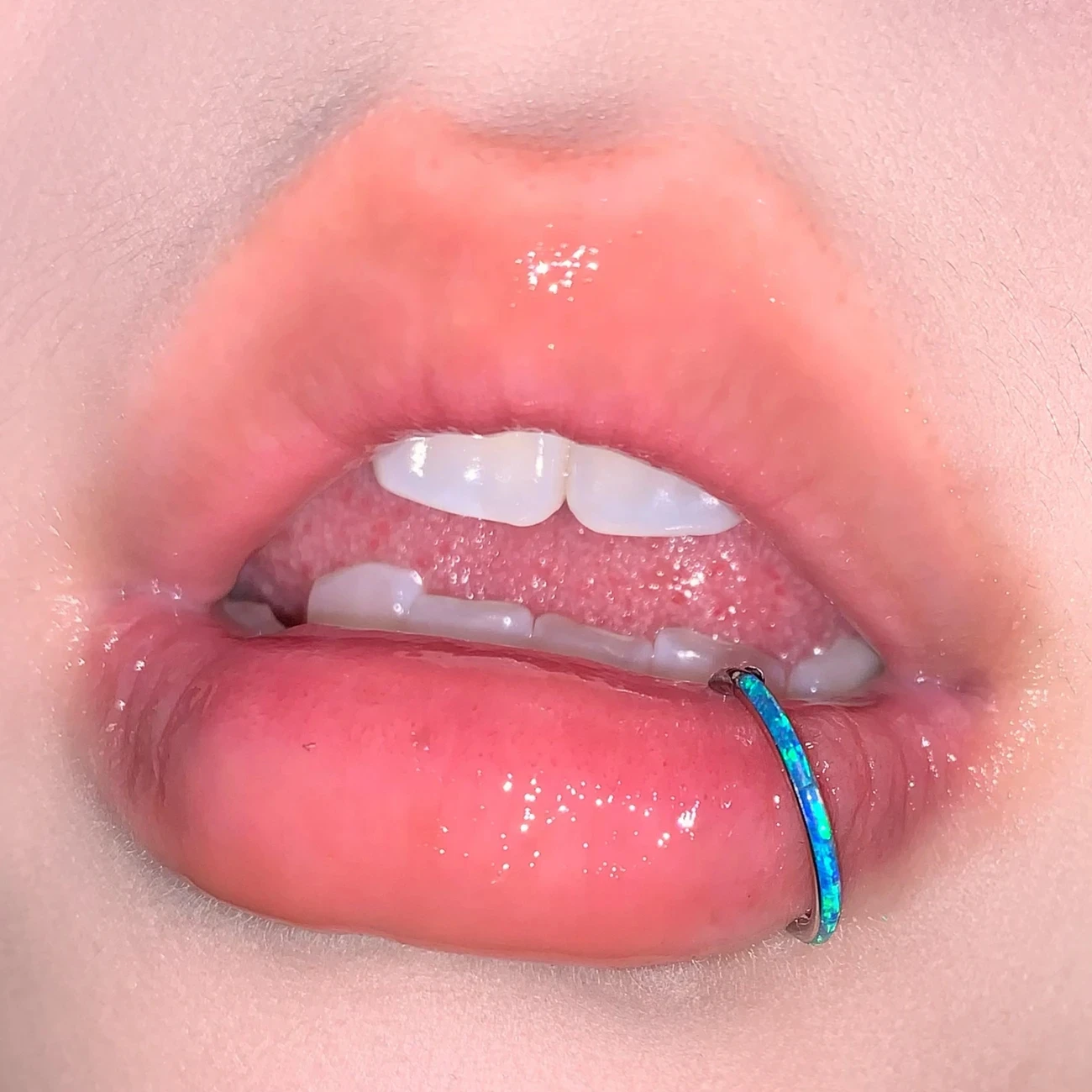 

1pc Stainless Steel Opal Lip Ring Snap-On Seamless Septum Hinged Nose Rings Hoop Cartilage Tragus Helix Earring Piercing Jewelry