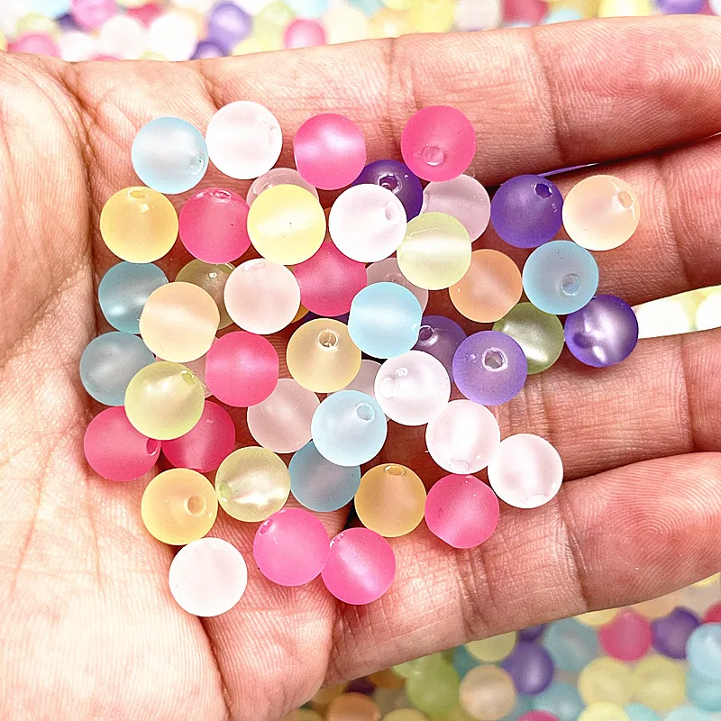 50-200pcs 8mm Matte Jelly Series Round Acrylic Loose Spacer Beads for Jewelry Makeing Diy Handmade Bracelets Accessories