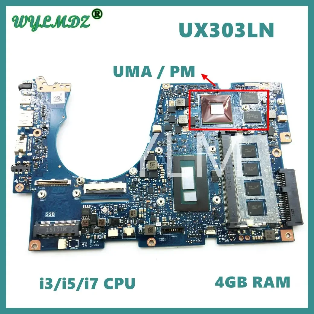 

UX303LNB Mainboard For ASUS UX303L UX303LA UX303LAB UX303LN UX303LB UX303LNB Laptop Motherboard UMA/PM i3/i5/i7-5th CPU 4G-RAM