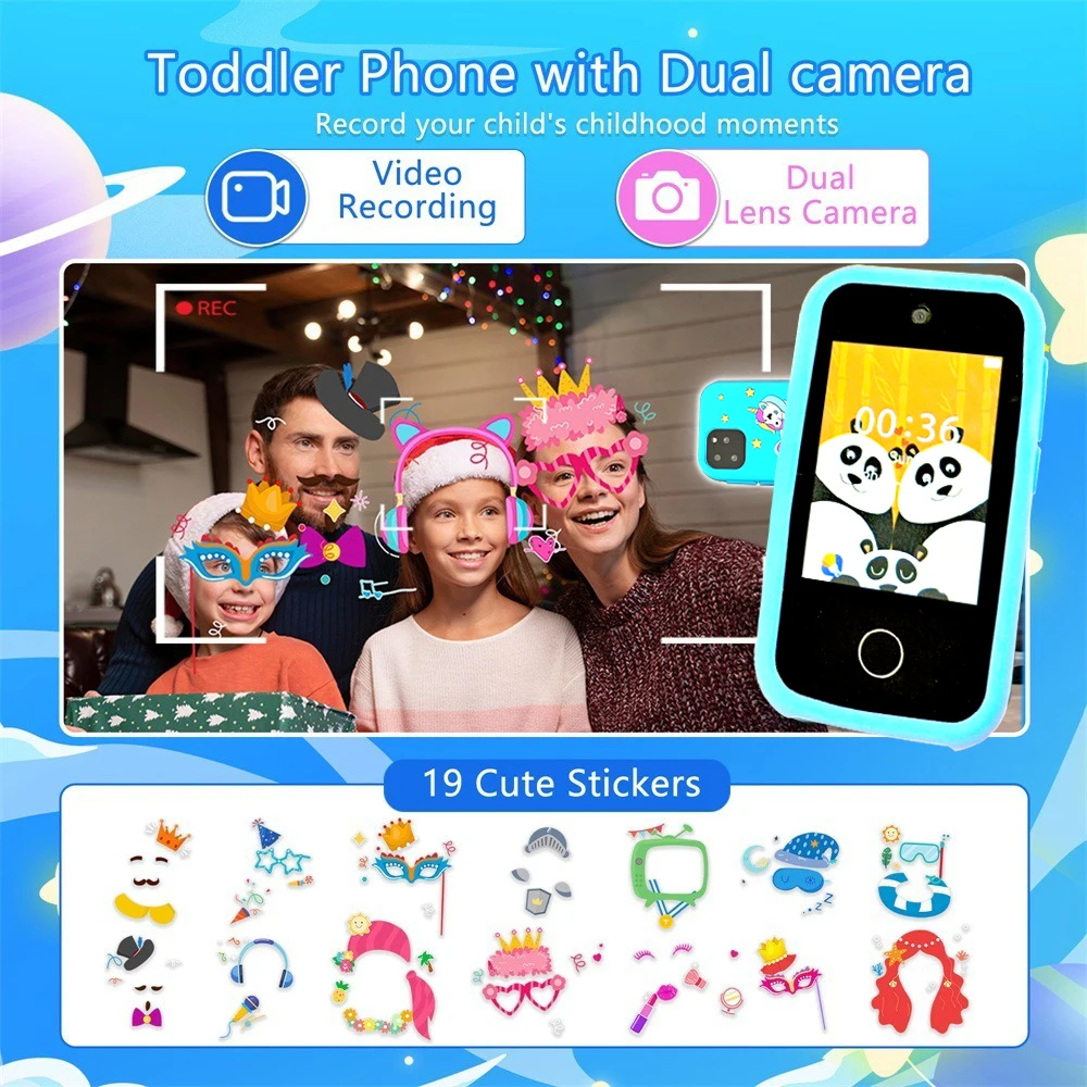 Kids Mini Toy Phone Funny Learning Education Tool Music Puzzle Game Player Dual Camera Alarm Clock Calculator Flashlight Gifts