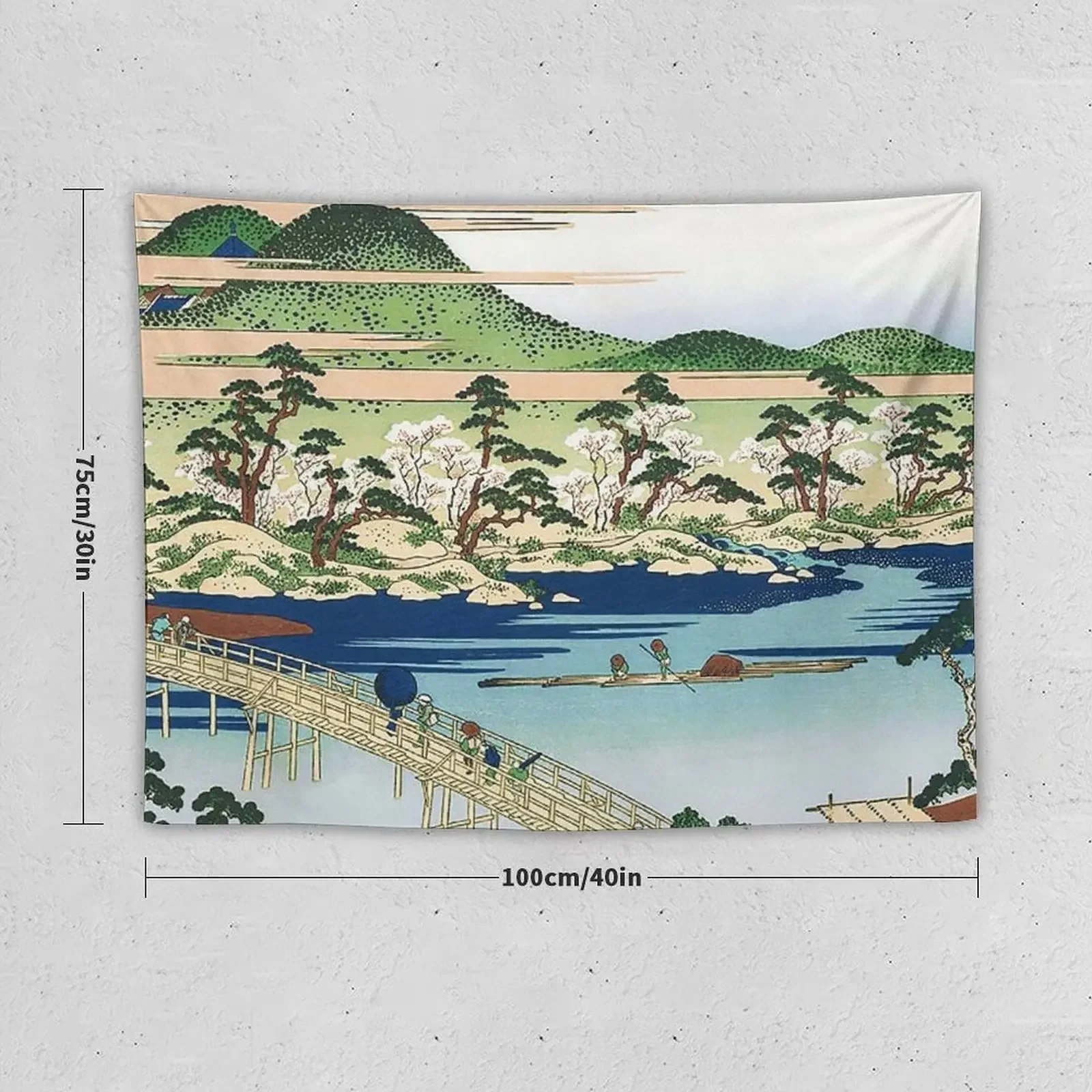 Togetsu Bridge at Arashiyama in Yamashiro Province by Katsushika Hokusai Tapestry Bathroom Decor Things To The Room Tapestry