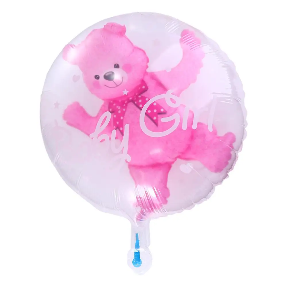 

Gender Reveal Kids Birthday Foil Blue Pink 4D Double Bubble Balloons Bear Globos Party Supplies