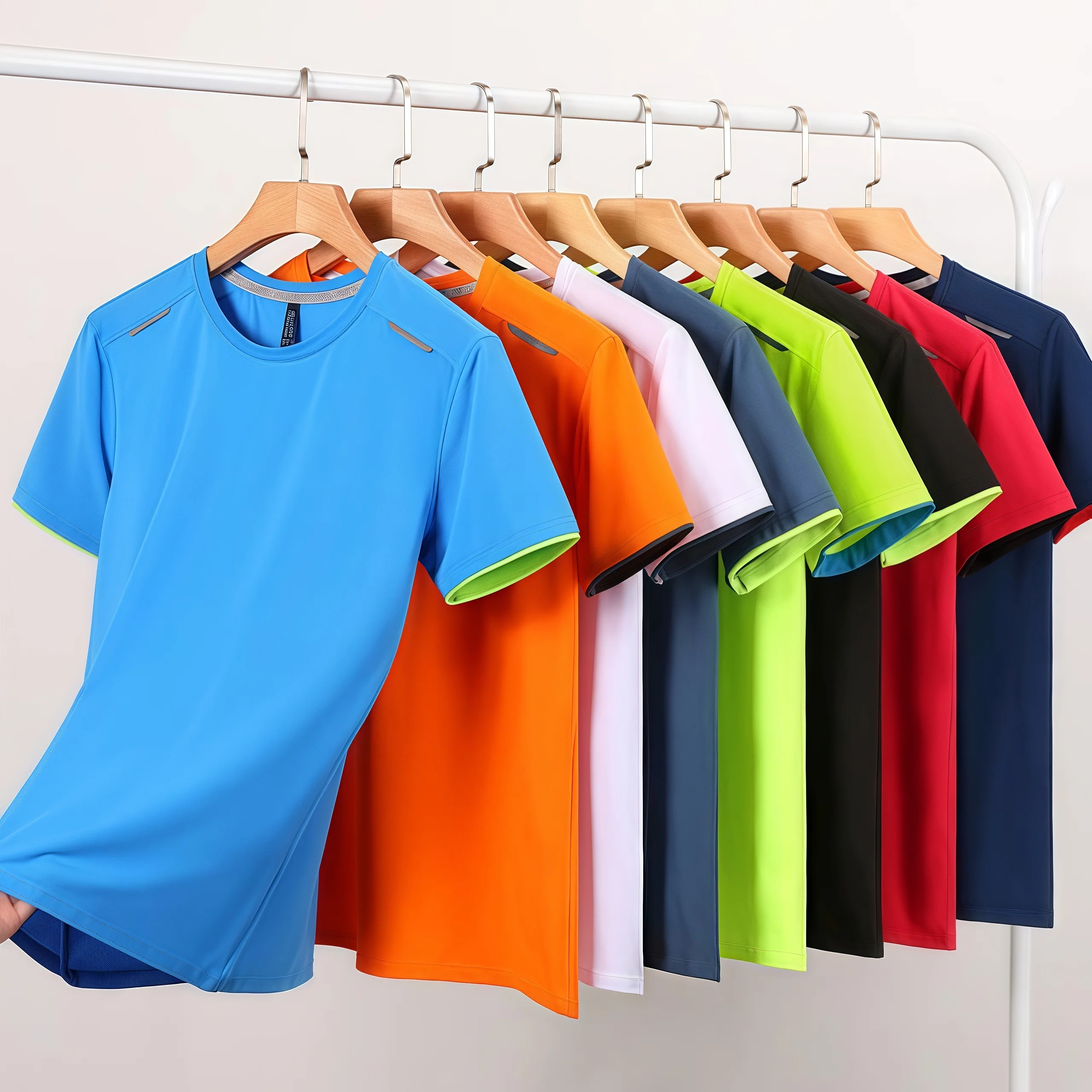 Summer Sports Safe Eye-Catching in Night Running 5XL 6XL Ice Silk Quick-Drying Round-Neck T-Shirt Cool Breathable Non-Sticky