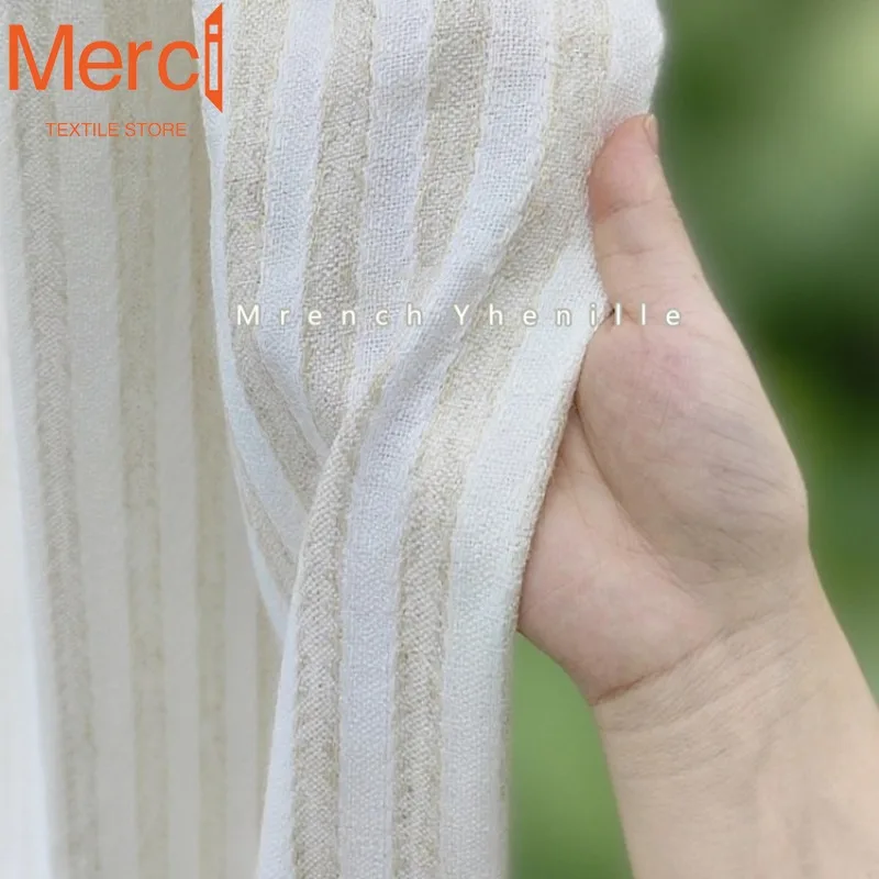 Cortinas macias lisas de linho com padrão vertical francês para sala de estar, sala de jantar, quarto, luz transparente, decoração de pessoas não transparente