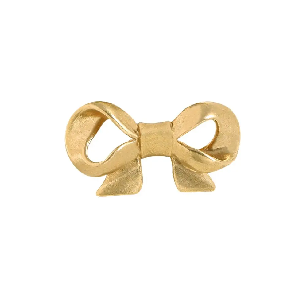 Pajarita de Color dorado con lazo, manija de latón, perillas de puertas de gabinete Retro de lujo, tiradores de cajón de armario de un solo orificio, Push-pull, cocina