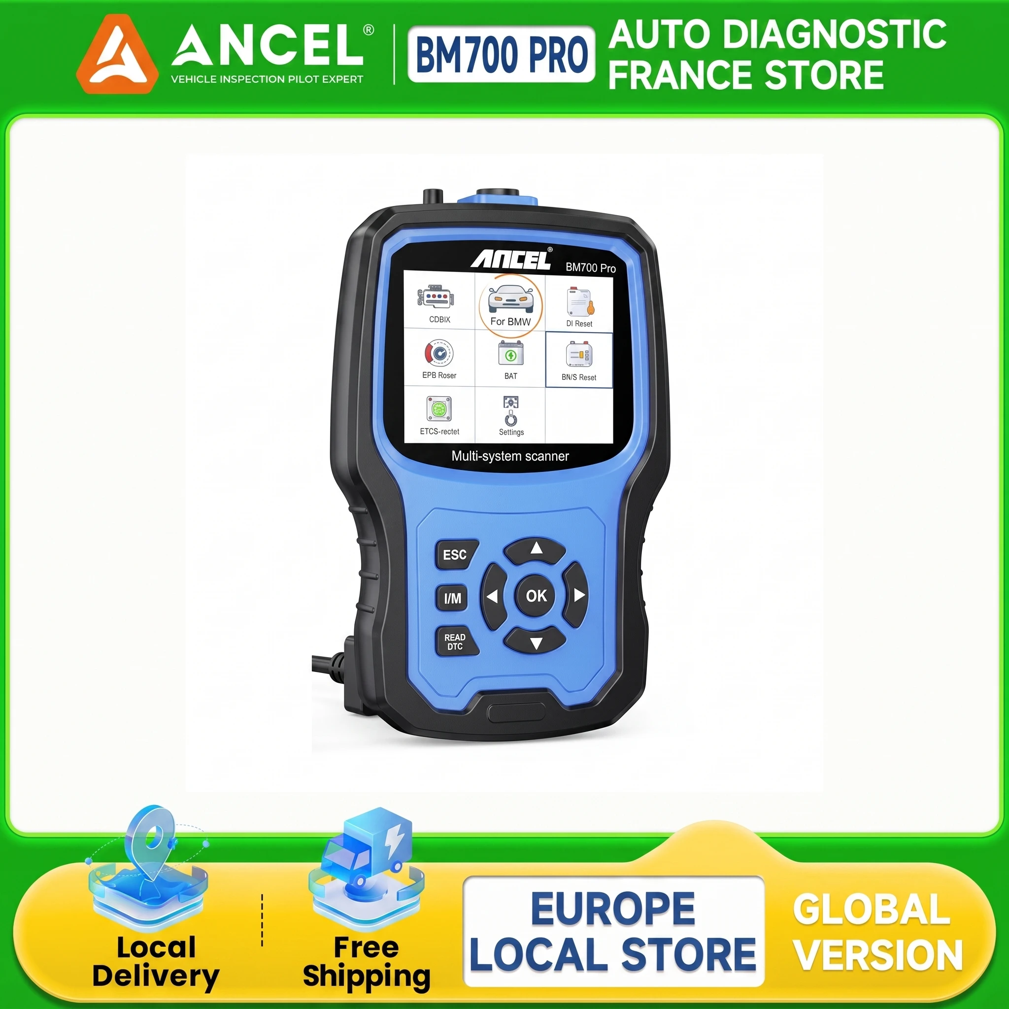 2026 ANCEL BM700 Pro Scanner OBD2 Outil de diagnostic automobile Système complet Diagnostic automobile Réinitialisation CBS Enregistrement de la batterie Outils automobiles