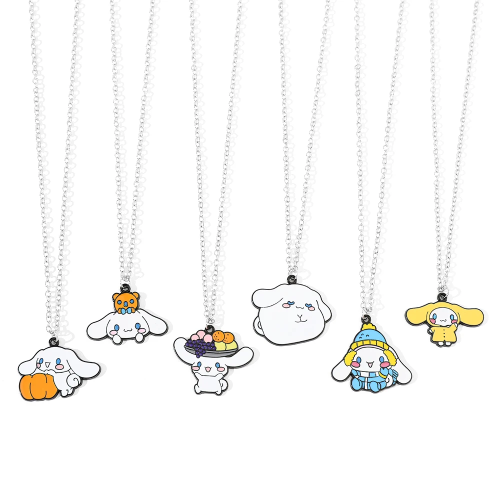 1pc Anime Sanrio Necklace Cute Cartoon Figure Action Cinnamoroll Metal Badge Pendant Necklace Kawaii Jewelry Accessories