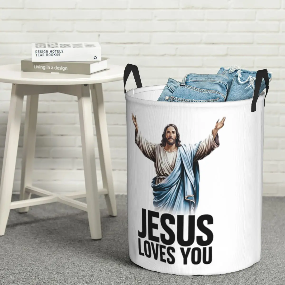 

Laundry Collector Jesus Loves You Folding Laundry Basket Home Organizer Children Washing Basket Home Organizer