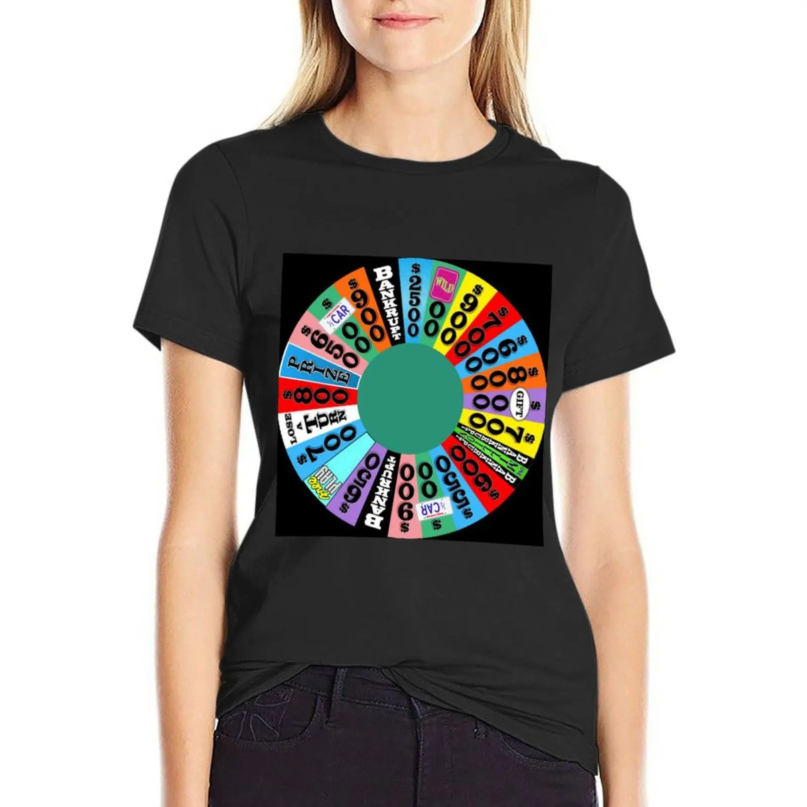 

Wheel with prizes, $ amounts T-Shirt shirts graphic tees customs design your own blacks anime clothes workout shirts for Women