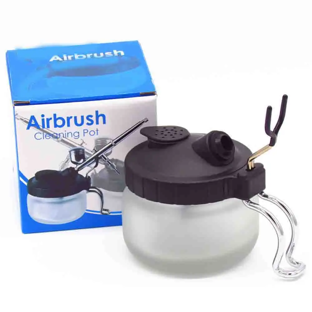 

Airbrush Cleaning Pot Waste Liquid Collector With Metal Holder Model Coloring Tool Pen Washing Machine Diorama Modeling