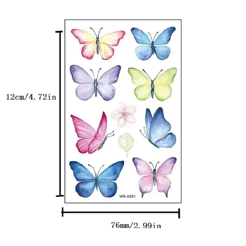 10PCS Butterfly Tattoo Children's Stickers Mini Waterproof Tattoos for Kids Transfer Tattoos Stickers Temporary Tattoo ZS014