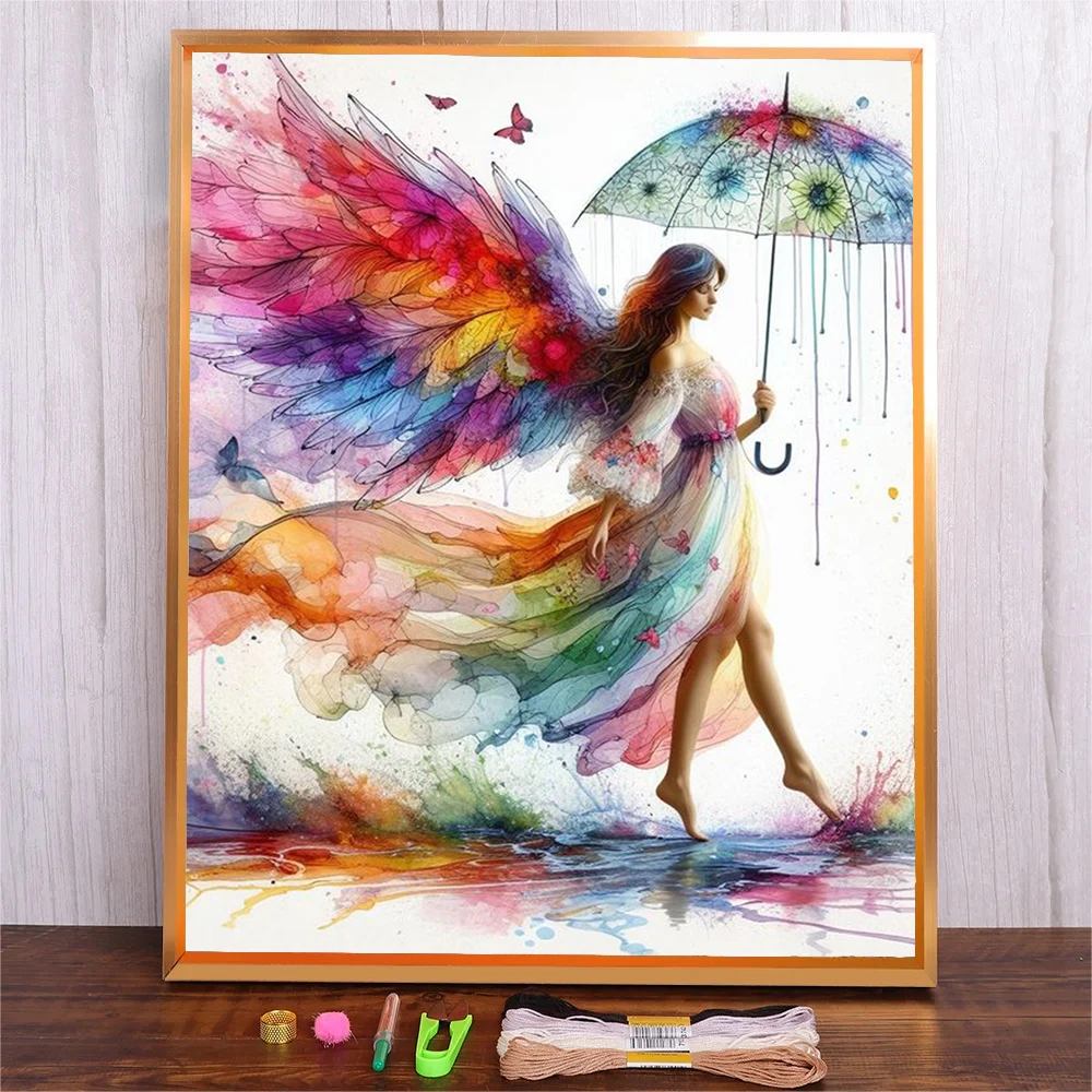 

Diy Needlework Embroidery Kit For Starter Adults Gift Cartoon Girl Pattern Printed Embroidery Set Wall Arts Craft Home Decor