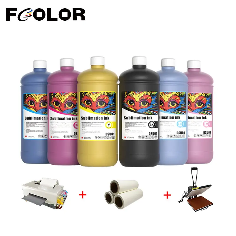 Fcolor 6-Encre de sublimation pour imprimante à jet d'encre Epson, 500ml, transfert de chaleur, alimentation directe