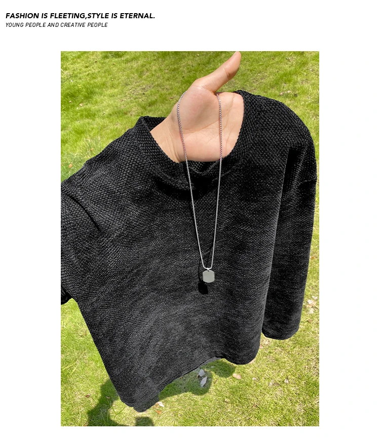 Herren Oversized Pullover mit Rundhalsausschnitt, Langarm, gewaschener Farbton, strukturiertes Strickgewebe, entspannte Silhouette für Outdoor-Freizeitoutfits. – Detail 16