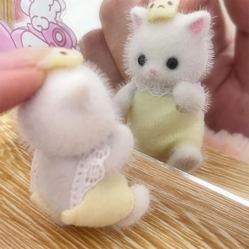 Families Forest Flocking Cat Model Plush Dolls Figurines Anime Toys Table Decoration Birthday Party Gift