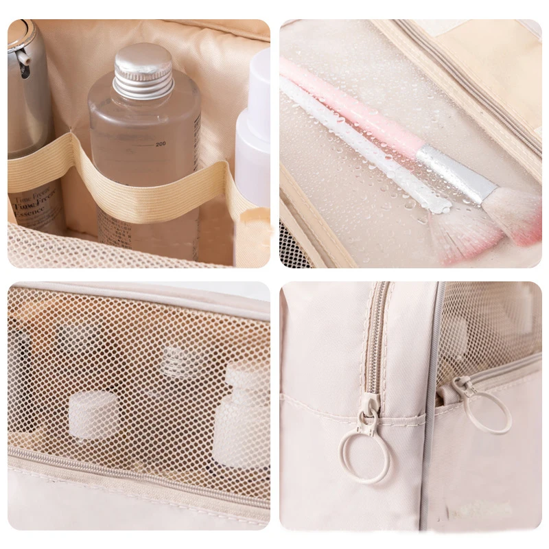 High Capacity Toiletries Storage Pouch Travel Make Up Organizer Waterproof Beauty Bags Nylon Hook Cosmetic Bag Women Makeup Bag