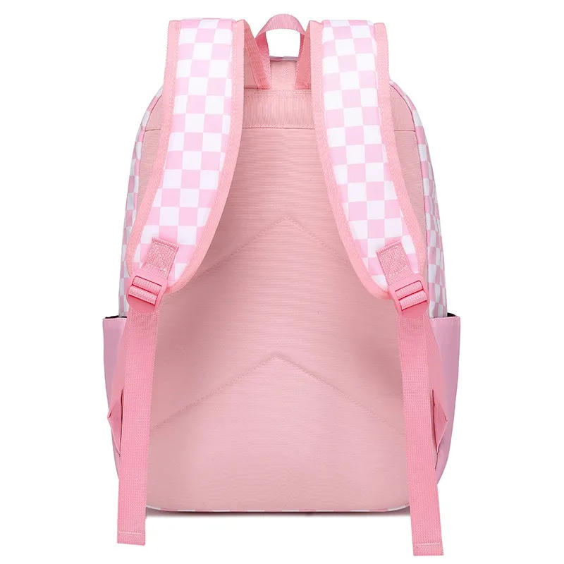 High Quality Junior Schoolbag For Girls Waterproof School Backpack Three-piece Elementary Simple Plaid Large Capacity Backpack