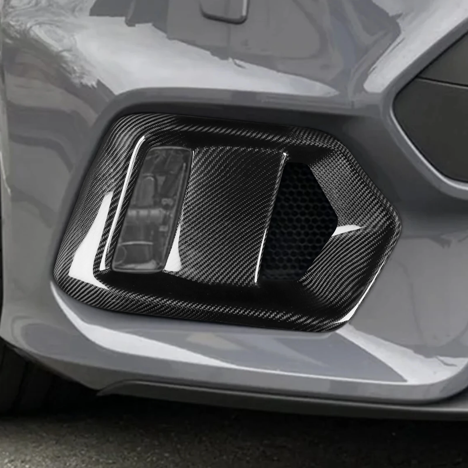 FOR FORD FOCUS RS 15-18 Car Exterior Spare Parts Parts Fog Lights Frame Fog Lamp Covers Foglight Grille Carbon Fiber Look
