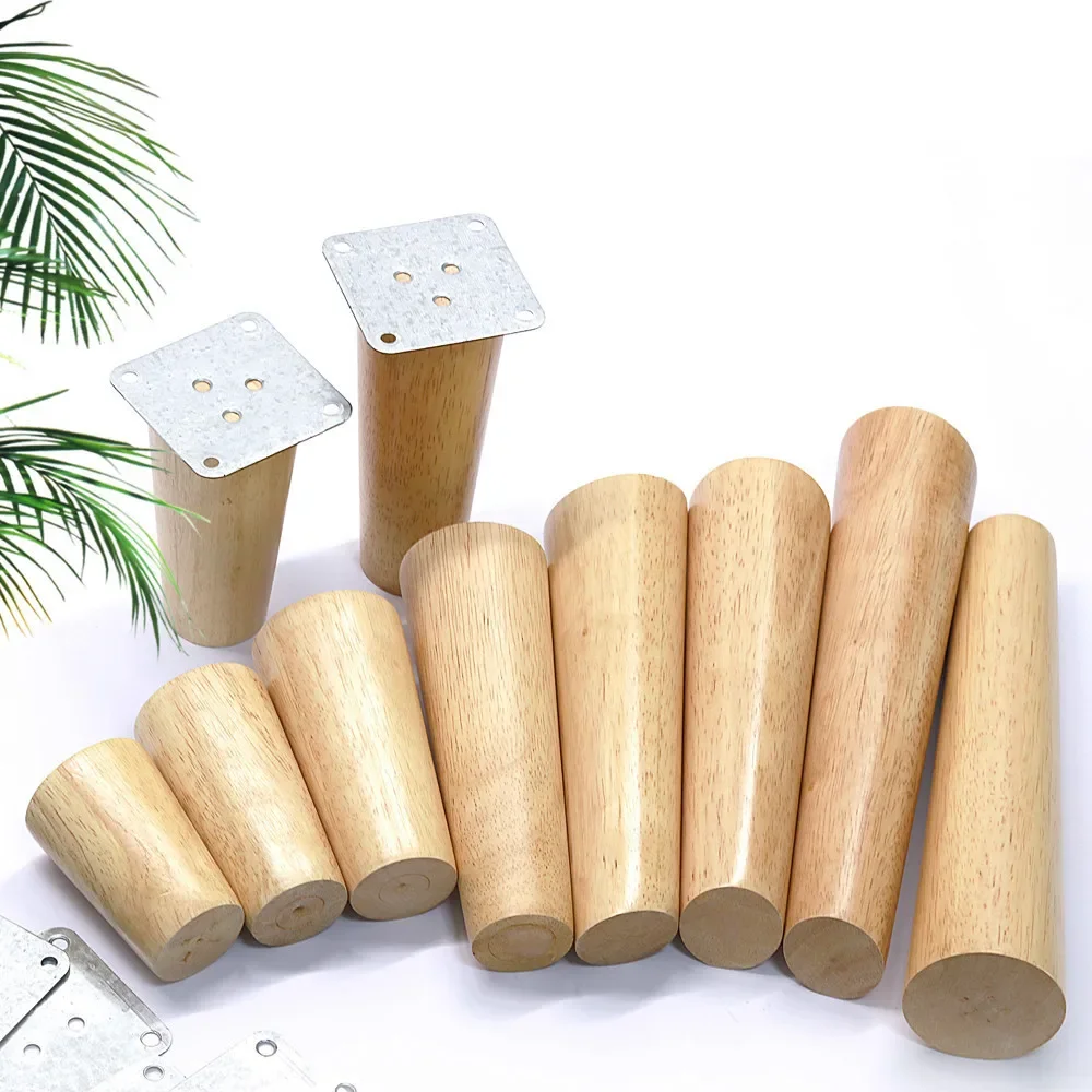 4Pcs/Set Vertical Section Solid Wood Legs for Furniture Leg Sofa Bed Bathroom Cabinet Table Chair Replacement Feet Sloping Foot