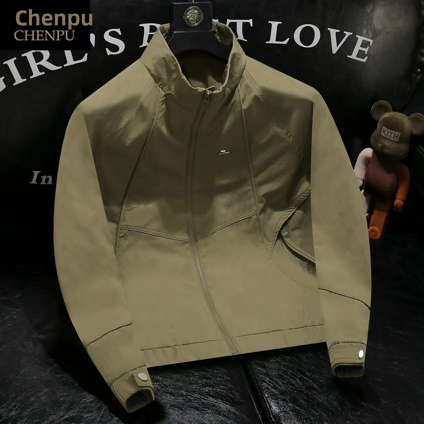 

Trendy Men's Jaet Stand Collar Autumn Spring New Sle Haome High-End Feeling Stand Fit Polyester Fiber Long Sve Z...