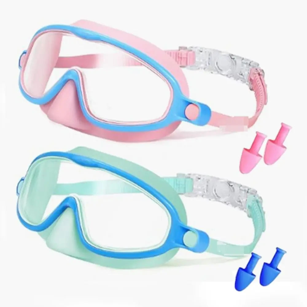 No Leak Wide View Swimming Glasses Anti-Fog Nose Cover Toddlers Diving Glasses Silicone UV400 Swimming Eyewear Diving Mask