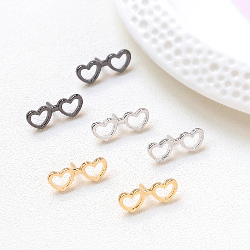 5 Pieces Brass Plated with Genuine Gold Cute Heart-shaped Orbital Mount Pin DIY Jewelry Making Baroque Doll Accessory Materials
