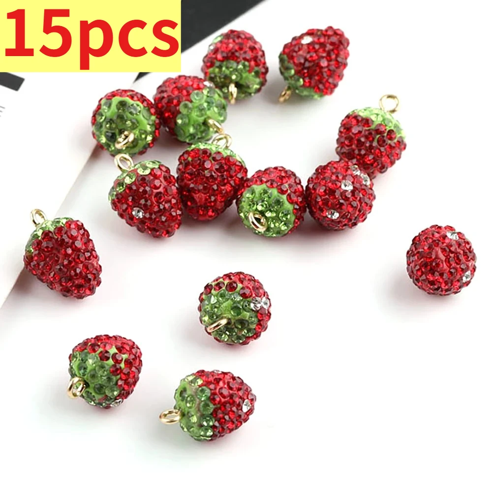 15Pcs Strawberry ShapeCharms Hand Made Jewelry Findings Components Pendant for Diy Bracelet Earrings Jewelry Accessories