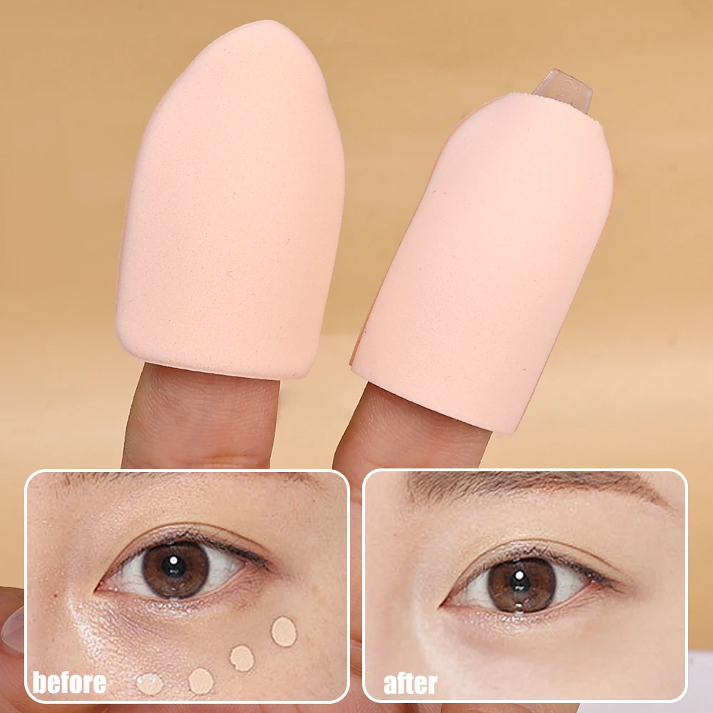 Mini esponja de maquillaje facial portátil para dedos, suave, algodón seco y húmedo, corrector, base en polvo, accesorios, herramientas