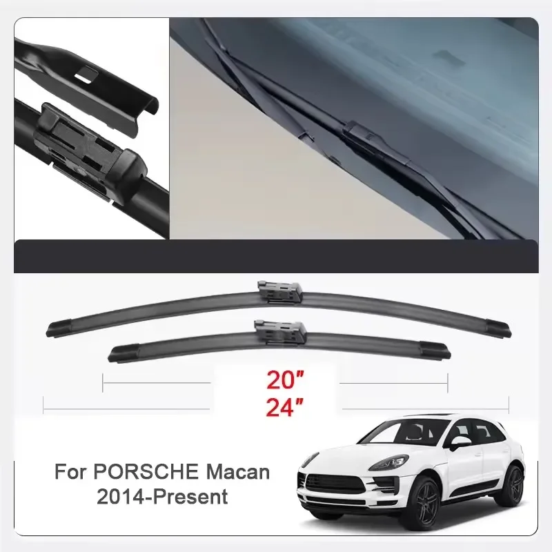 

2PCS Car Wiper Blades for Porsche Macan, Cayenne,Panamera,Taycan,911 Front Windscreen Windshield Double Rubber Car Accessories