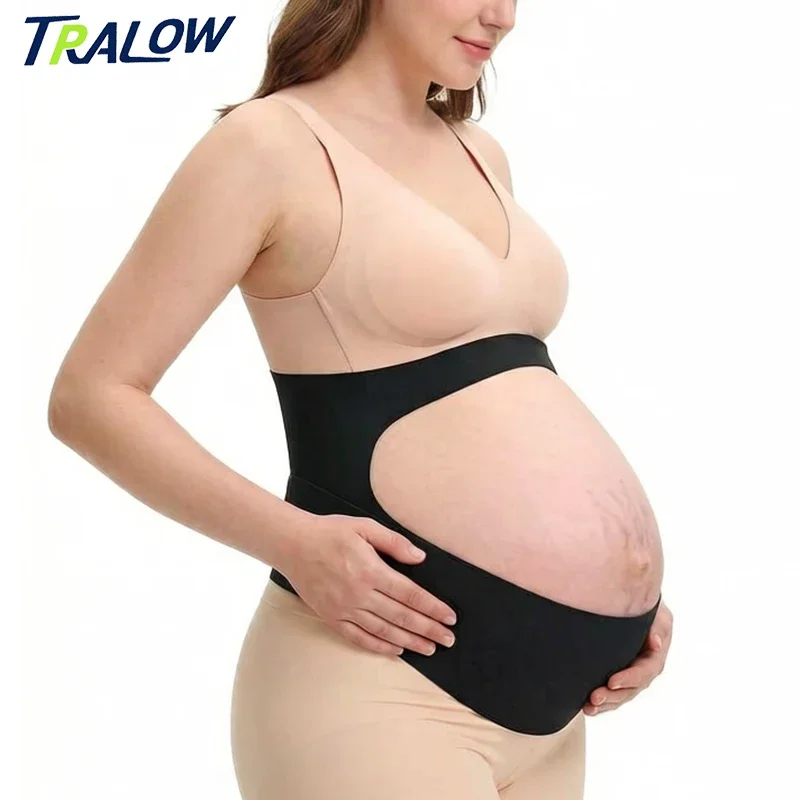 TRALOW Pregnancy Belly Band Soft Elastic Maternity Support Belt Invisible Waist Band for Pregnant Women Relieve Pelvic Back Pain