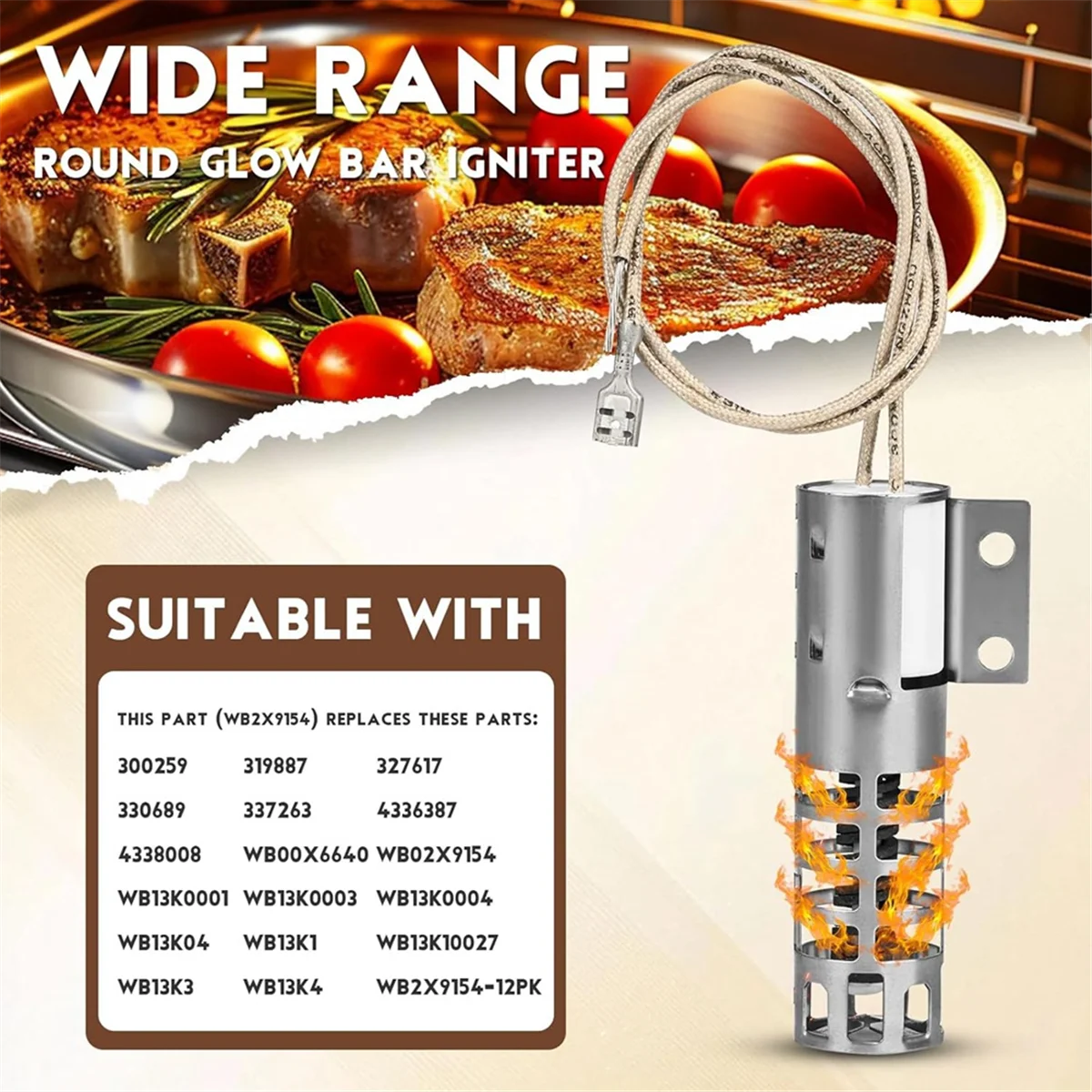 

SSR WB2X9154 WB13K10027 Gas Range Oven Broiler XL44 Round Style Igniter Replacement 120V Model