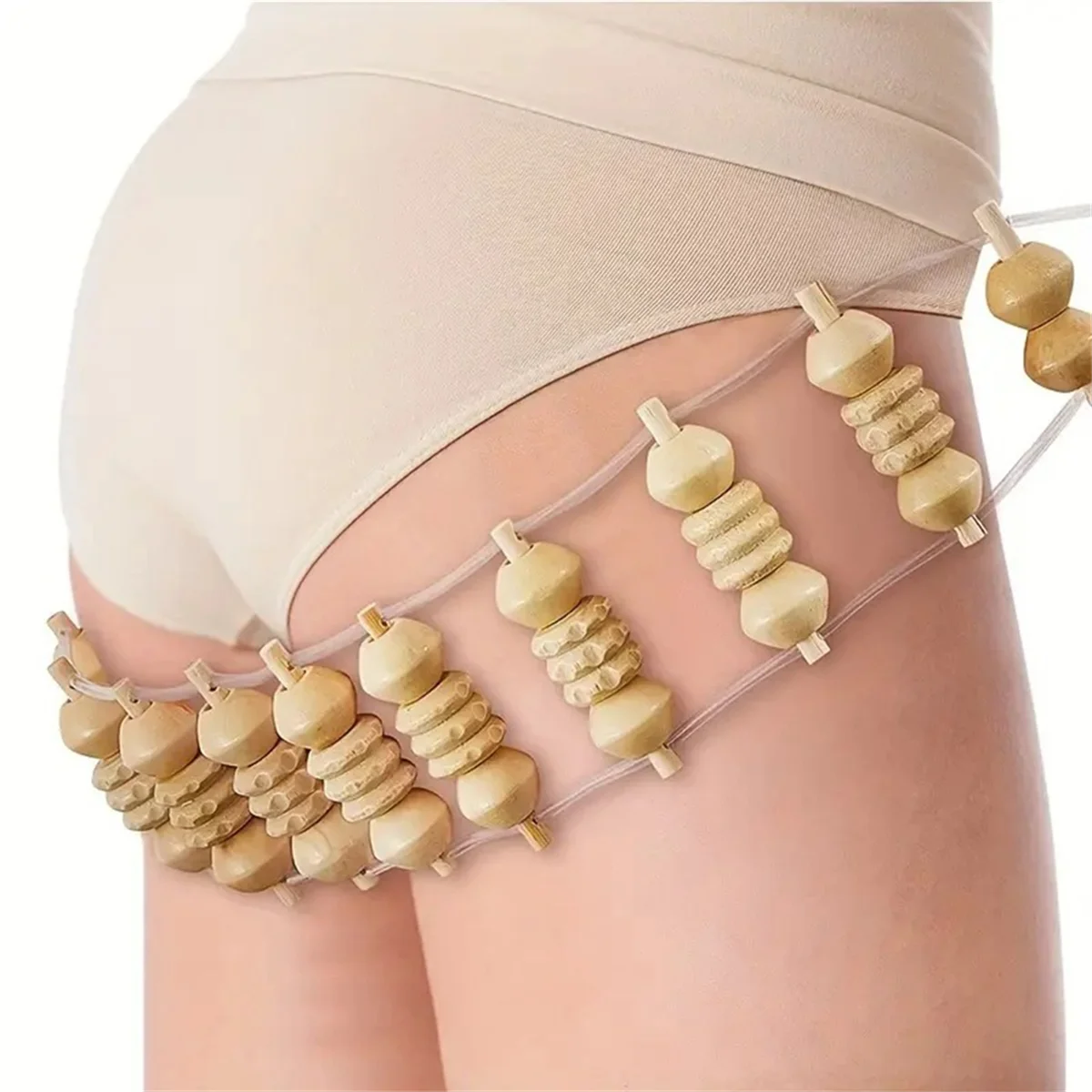 جهاز تدليك الظهر بحبل A71P - أداة تدليك 39.4 بوصة للظهر والرقبة والساقين والخصر وأسطوانة التدليك الخشبية #3