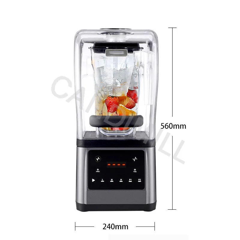 خلاط الثلج التجاري صانع عصير صامت غطاء الضوضاء مع غطاء خاص الجليد المسوي كسارة الجليد لمتجر الشاي الحليب