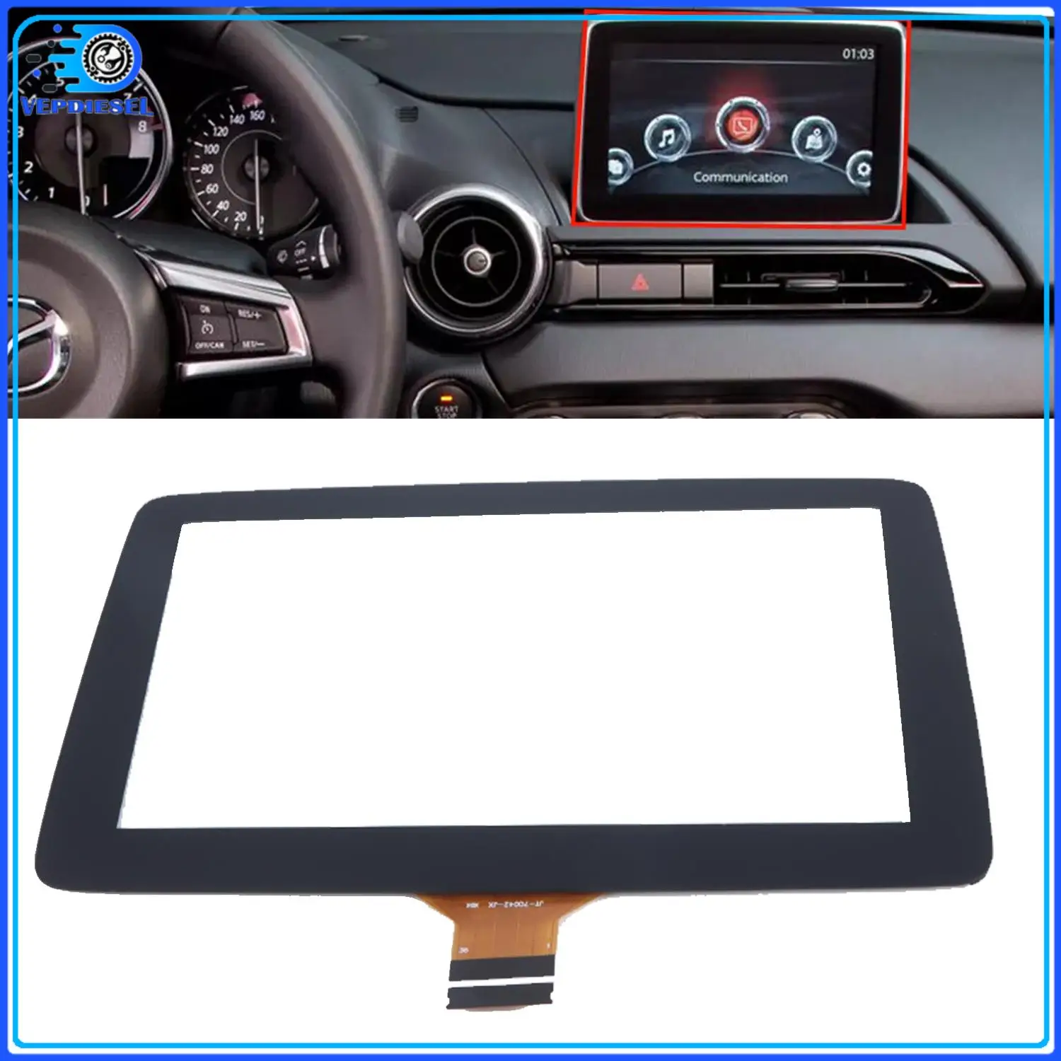 

New 7" Touch Screen Digitizer TM070RDZ38 For Mazda 3 CX-3 MX-5 Radio Navigation BHP1611J0D K40005A29F ND1F611J0 Interior Parts