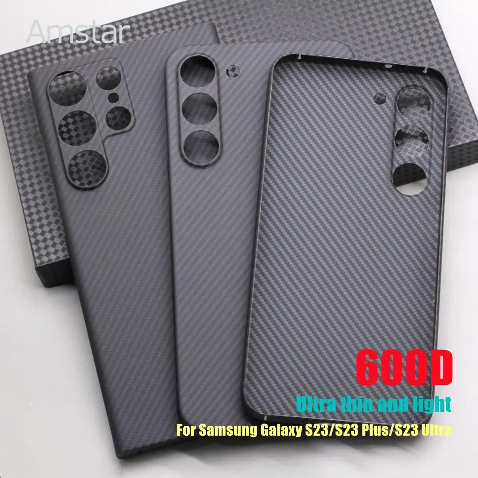 

Amstar 600D Carbon Fiber Lens Protection Case for Samsung Galaxy S23 Plus S23 Ultra Cases Premium Aramid Fiber Ultra-thin Cover