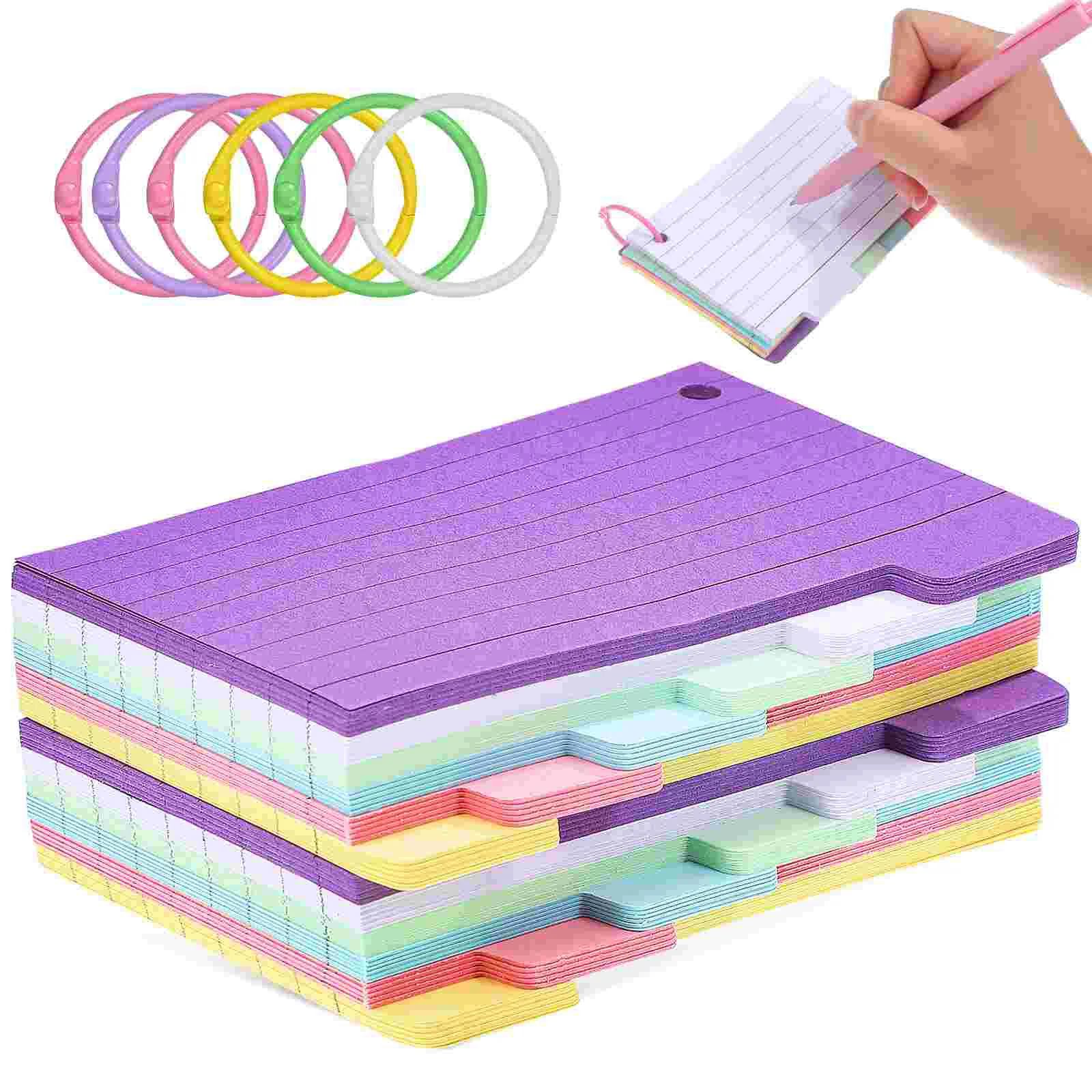 Coil Memo Pad Flash Cards with Rings Flashcards for Studying Game Note Ruled Pads Lined Colored Index